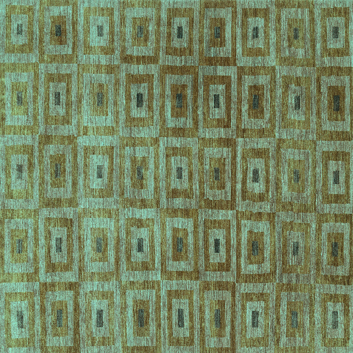 Square Machine Washable Abstract Turquoise Contemporary Area Rugs, wshcon283turq