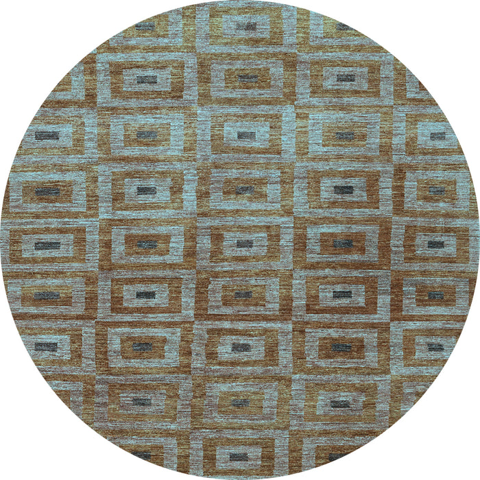 Round Abstract Light Blue Contemporary Rug, con283lblu