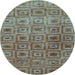 Round Abstract Light Blue Contemporary Rug, con283lblu