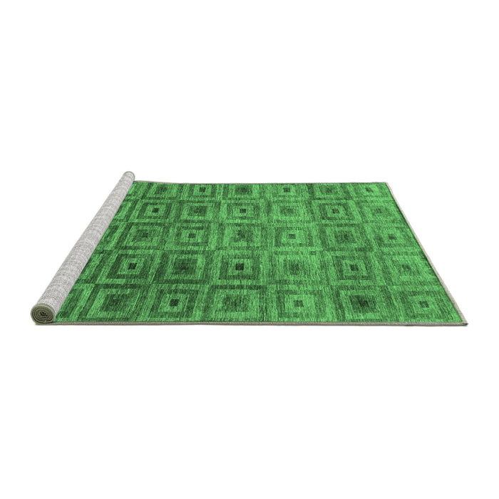 Sideview of Machine Washable Abstract Emerald Green Contemporary Area Rugs, wshcon283emgrn