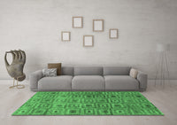 Machine Washable Abstract Emerald Green Contemporary Rug, wshcon283emgrn