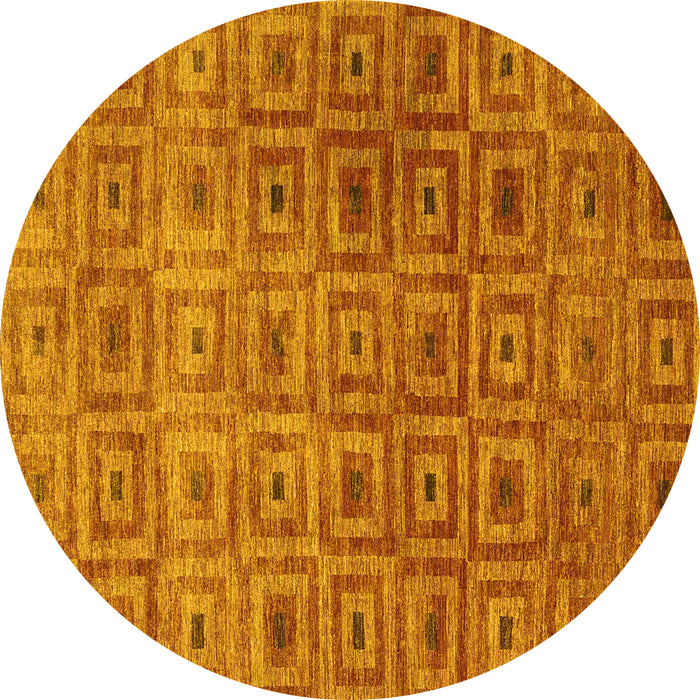 Round Abstract Yellow Contemporary Rug, con283yw
