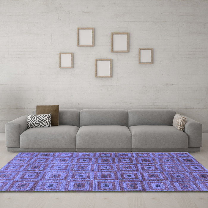 Machine Washable Abstract Blue Contemporary Rug in a Living Room, wshcon283blu