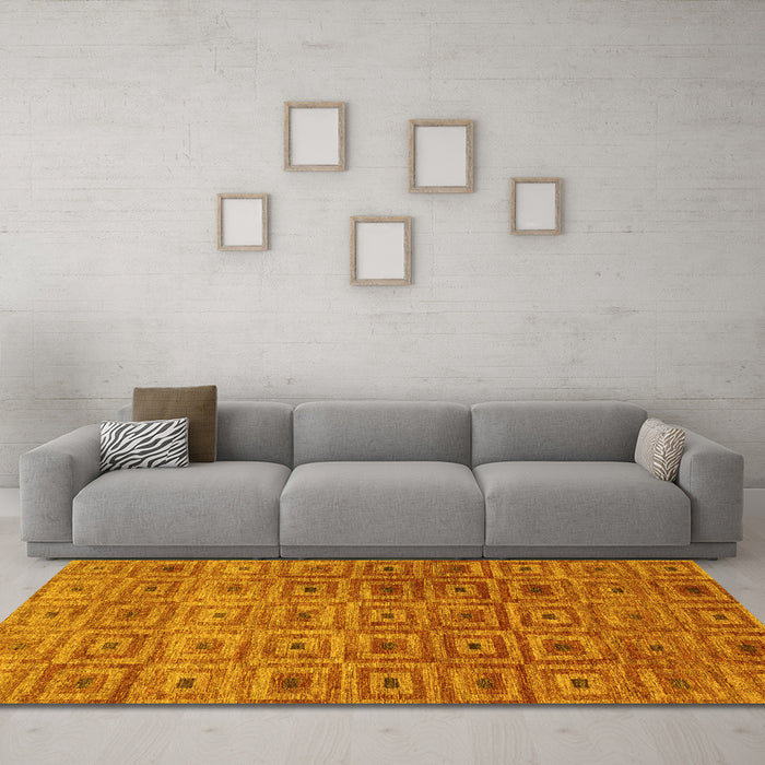 Machine Washable Abstract Yellow Contemporary Rug in a Living Room, wshcon283yw