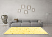 Machine Washable Solid Yellow Modern Rug in a Living Room, wshcon2840yw