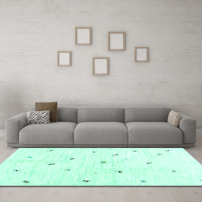 Machine Washable Solid Turquoise Modern Area Rugs in a Living Room,, wshcon2840turq