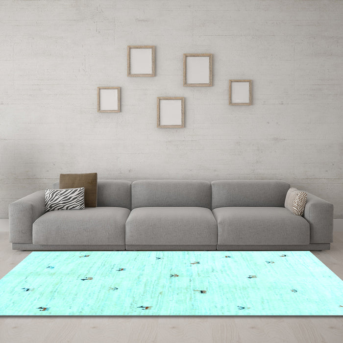 Machine Washable Solid Light Blue Modern Rug in a Living Room, wshcon2840lblu
