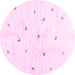 Round Machine Washable Solid Pink Modern Rug, wshcon2840pnk