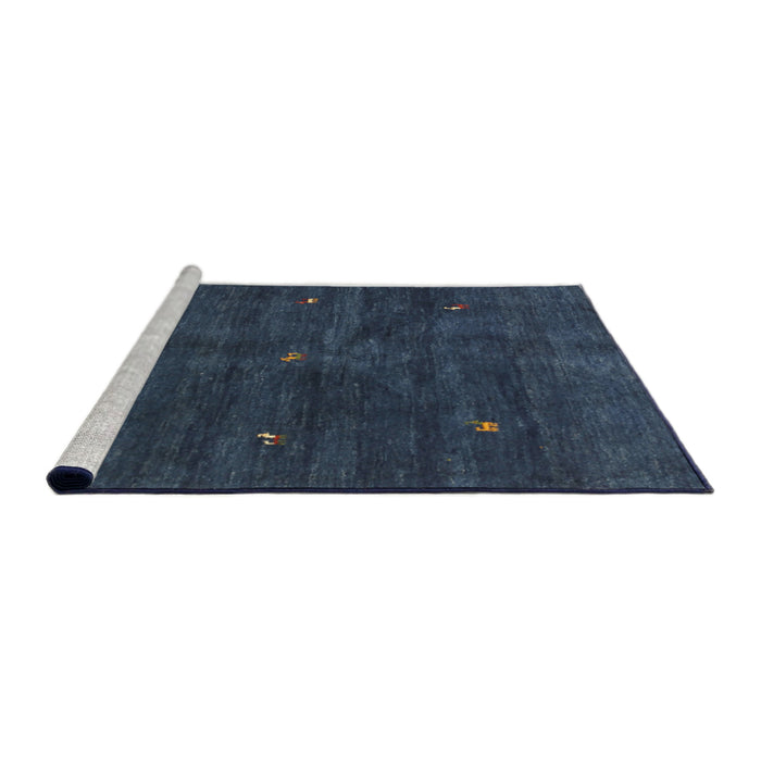 Serging Thickness of Machine Washable Contemporary Blue Rug, wshcon2841