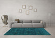 Machine Washable Abstract Turquoise Contemporary Area Rugs in a Living Room,, wshcon2841turq