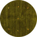 Round Abstract Yellow Contemporary Rug, con2841yw