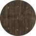 Round Abstract Brown Contemporary Rug, con2841brn