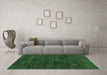 Machine Washable Abstract Emerald Green Contemporary Area Rugs in a Living Room,, wshcon2841emgrn