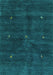 Machine Washable Abstract Turquoise Contemporary Area Rugs, wshcon2841turq