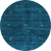 Round Abstract Light Blue Contemporary Rug, con2841lblu