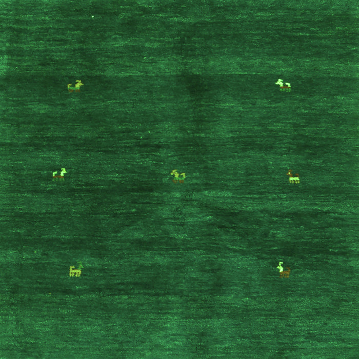 Serging Thickness of Abstract Green Contemporary Rug, con2841grn