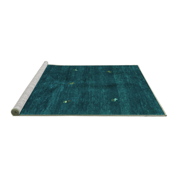 Sideview of Machine Washable Abstract Turquoise Contemporary Area Rugs, wshcon2841turq