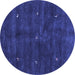 Round Abstract Blue Contemporary Rug, con2841blu