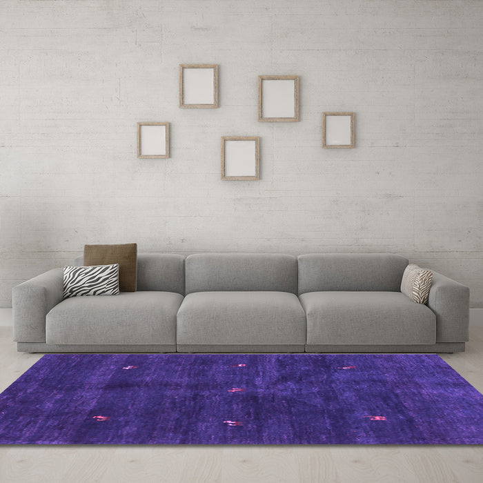 Machine Washable Abstract Purple Contemporary Area Rugs in a Living Room, wshcon2841pur
