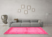 Machine Washable Oriental Pink Traditional Rug in a Living Room, wshcon2842pnk