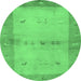 Round Oriental Emerald Green Traditional Rug, con2842emgrn