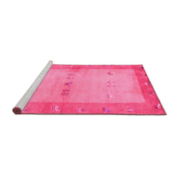 Sideview of Machine Washable Oriental Pink Traditional Rug, wshcon2842pnk