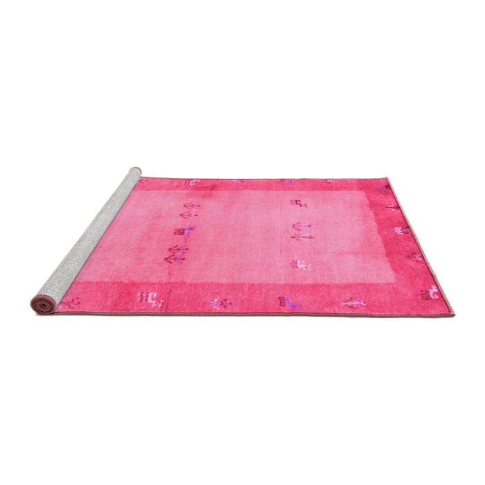 Sideview of Machine Washable Oriental Pink Traditional Rug, wshcon2842pnk