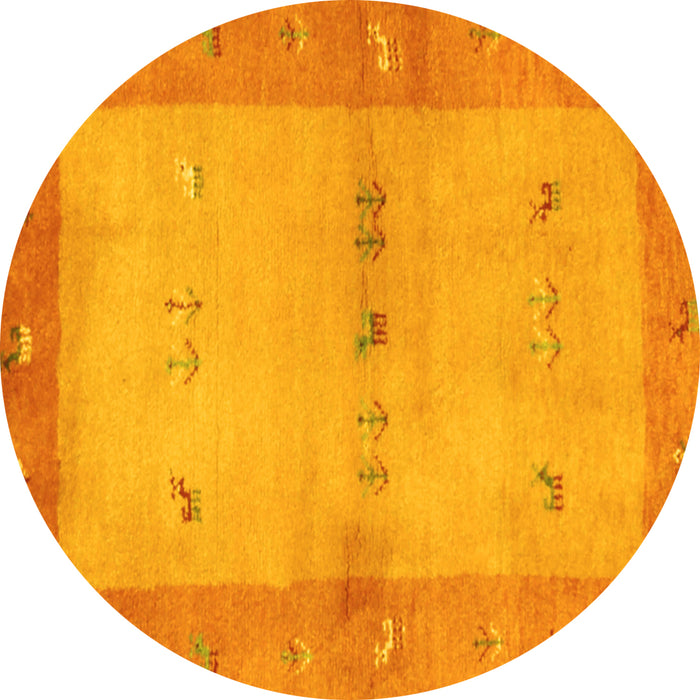 Round Oriental Yellow Traditional Rug, con2842yw