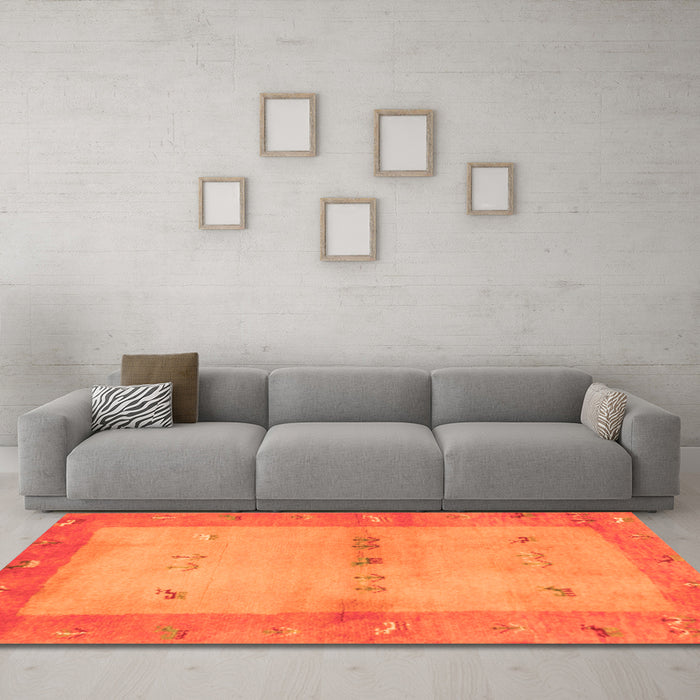 Machine Washable Oriental Orange Traditional Area Rugs in a Living Room, wshcon2842org