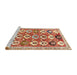 Serging Thickness of Machine Washable Contemporary Red Rug, wshcon2843