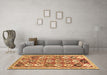 Machine Washable Abstract Brown Contemporary Rug in a Living Room,, wshcon2843brn