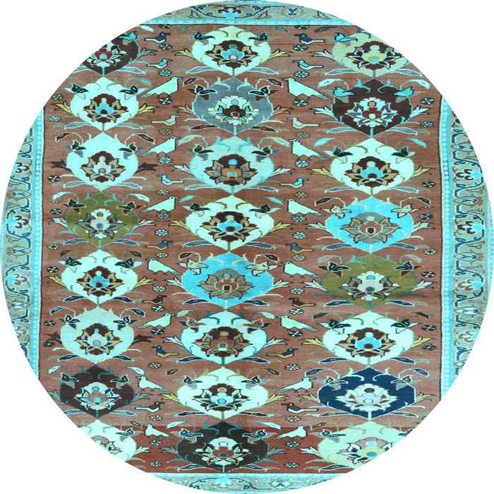 Round Machine Washable Abstract Light Blue Contemporary Rug, wshcon2843lblu