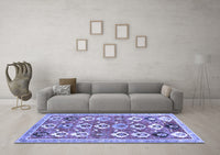 Machine Washable Abstract Blue Contemporary Rug, wshcon2843blu