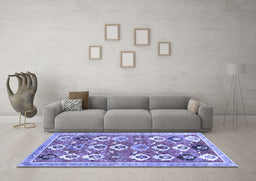 Machine Washable Abstract Blue Contemporary Rug in a Living Room, wshcon2843blu