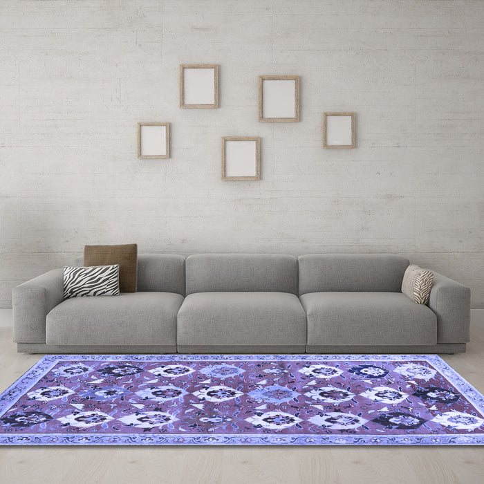 Machine Washable Abstract Blue Contemporary Rug in a Living Room, wshcon2843blu