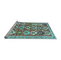 Sideview of Machine Washable Abstract Light Blue Contemporary Rug, wshcon2843lblu
