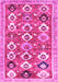 Machine Washable Abstract Pink Contemporary Rug, wshcon2843pnk