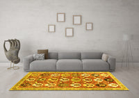 Machine Washable Abstract Yellow Contemporary Rug, wshcon2843yw