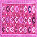 Square Machine Washable Abstract Pink Contemporary Rug, wshcon2843pnk