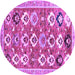 Round Abstract Purple Contemporary Rug, con2843pur