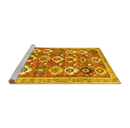 Sideview of Machine Washable Abstract Yellow Contemporary Rug, wshcon2843yw