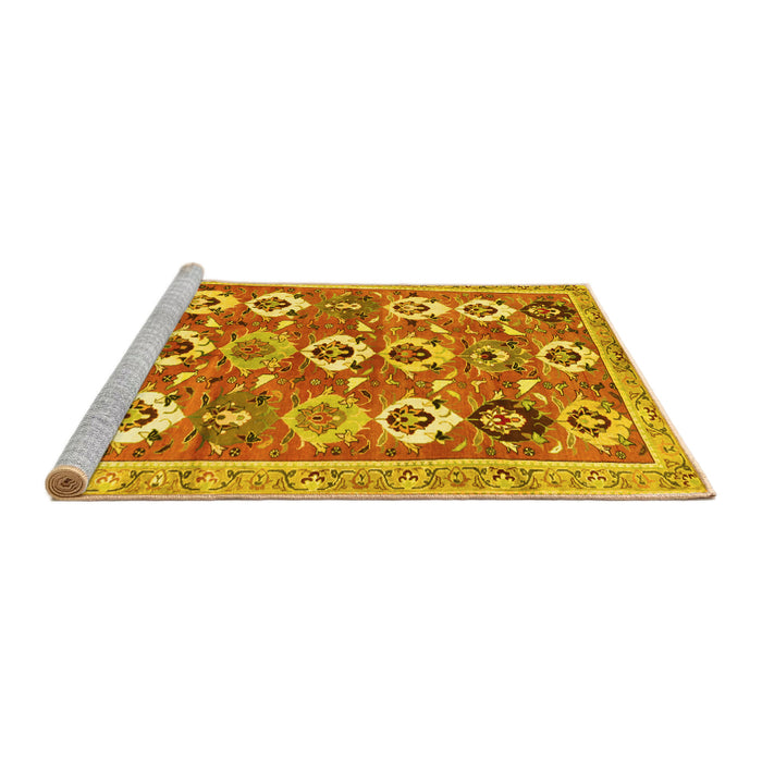 Sideview of Machine Washable Abstract Yellow Contemporary Rug, wshcon2843yw