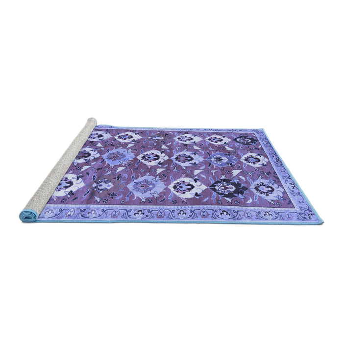 Sideview of Machine Washable Abstract Blue Contemporary Rug, wshcon2843blu