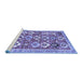 Sideview of Machine Washable Abstract Blue Contemporary Rug, wshcon2843blu