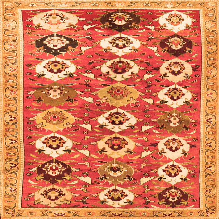 Round Machine Washable Abstract Orange Contemporary Area Rugs, wshcon2843org