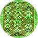 Square Abstract Green Contemporary Rug, con2843grn