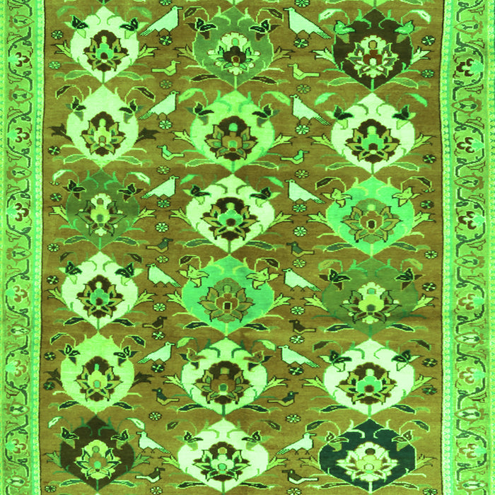 Serging Thickness of Machine Washable Abstract Green Contemporary Area Rugs, wshcon2843grn