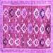 Square Machine Washable Abstract Purple Contemporary Area Rugs, wshcon2843pur