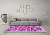 Machine Washable Abstract Purple Contemporary Rug, wshcon2843pur