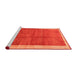 Serging Thickness of Machine Washable Contemporary Orange Red Rug, wshcon2844